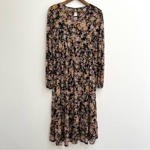 Wild Fable Floral Long Sleeve Dress - Black, Pink, Yellow
